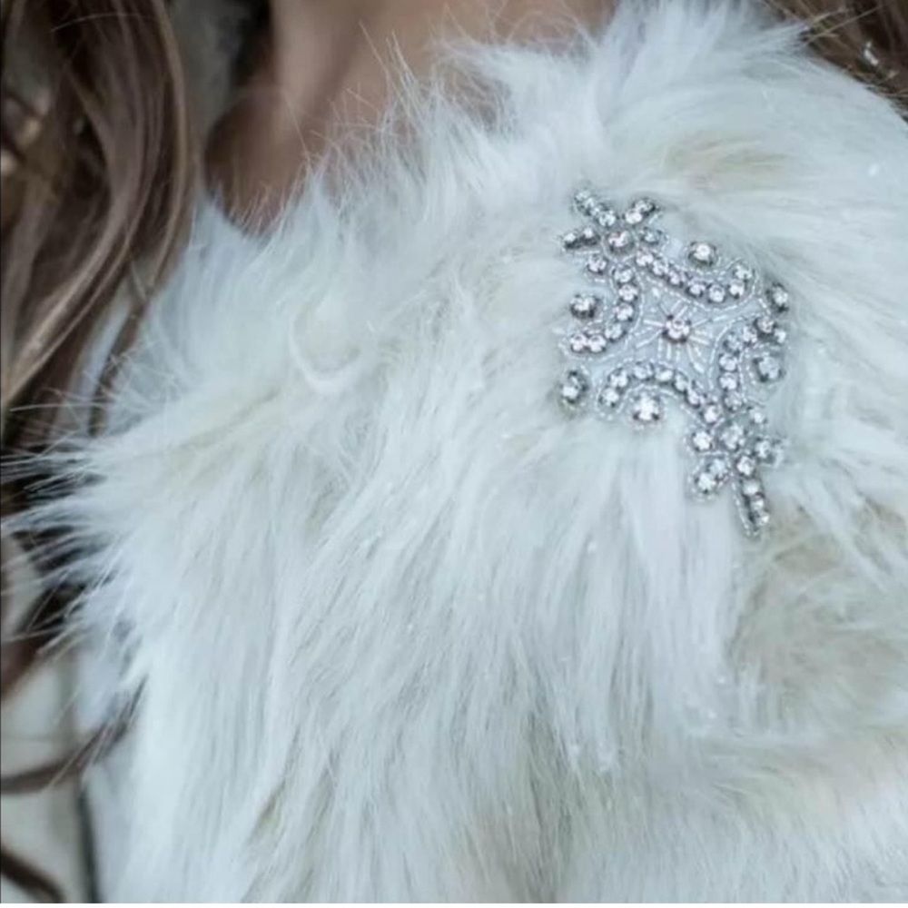 Joyfolie Faux Fur Jacket with Embellished Shoulders - Picture 9 of 12